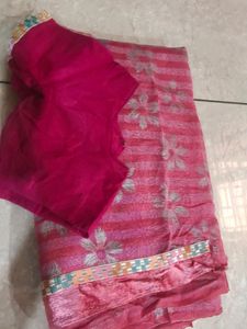 Pink Colour Sarri With Blouse