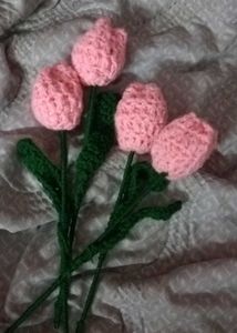 Crochet Pink Tulip 🌷 Bouquet Pack Of 4