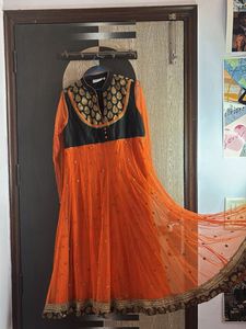 Elegant Orange Anarkali Kurta