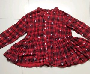 Rust Checkered Flare Shirt
