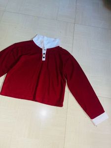 Classic Maroon Ribbed Polo Top