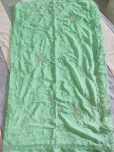 Mint Green Embroidered Saree