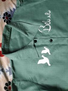 Green shirt and crop top