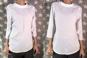 White Stripped collar Top