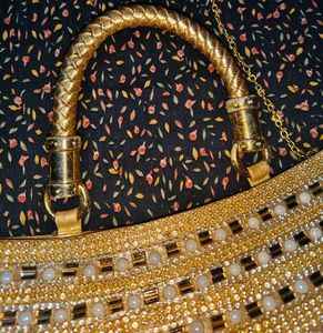 Glamorous Gold Beaded Evening Bag