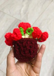 Brand New Handmade Crochet Rose Flower Pot