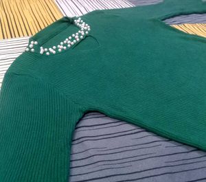 Green Bell Sleeve Top