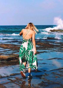 Tropical Print Chiffon Dress