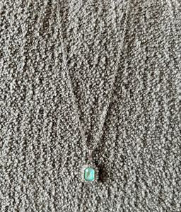 Dainty Turquoise Pendant Necklace – Silver Tone