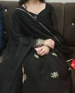 Elegant Black Embroidered Anarkali
