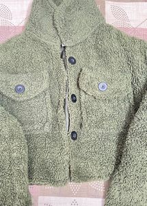 Fuzzy Green Cropped Jacket