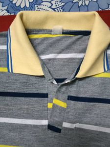 Striped Tee - Gray, White, Navy, Yellow T-shirt