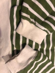 Striped Olive Green Cropped Sweatshirt