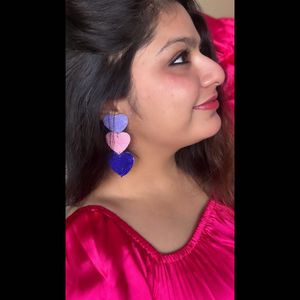Three Colour Heart Earrings