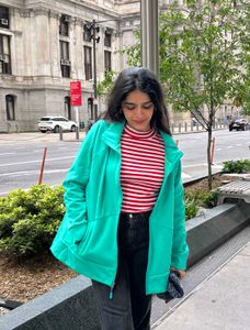 Striped Mock Neck Crop Top