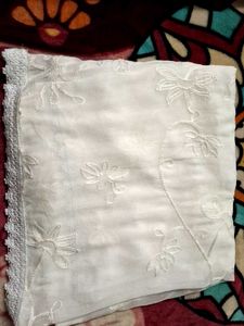 Embroided White FINE Georgette Dupatta