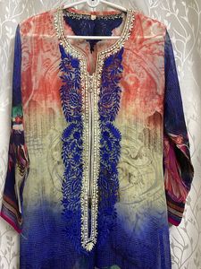 Georgette Printed Embroidered Kurti