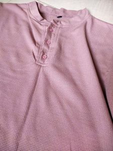 Pink Waffle Knit Henley Top
