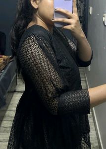 Black Lace Peplum Top