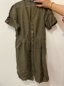 Olive Green Button-Down Dress