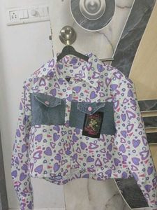 Cute Heart Print Denim Jacket