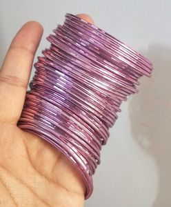 Mauve Metallic Bangle Set