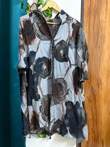Floral Print Long Shirt Free Size