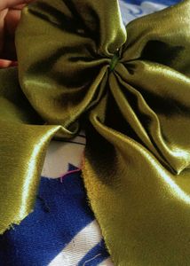 Green Satin Hair Bow