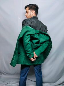 Green Colour Blazer, Size: Small, Model Height: 5ft 3 Inch