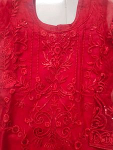 Pakistani Stitched Beautiful Red Worked Suit