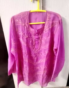 Pink Embroidered Kurta