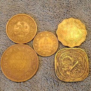British India Coins Set For Sale (5 Pcs)