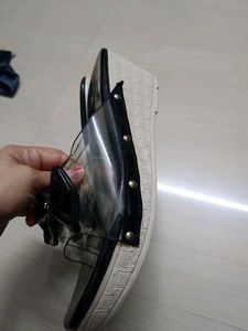 Desenes Black Bow Clear Slide Sandals