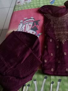 Maroon Embroidered Kurta Set
