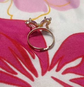 Pink Butterfly Adjustable Ring