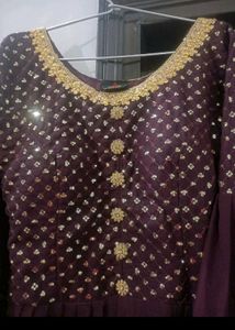 Embroid Long Dress With Plazo Dupatta