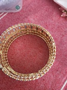 Sparkling Gold &amp; Crystal Bangles (Set of 2)