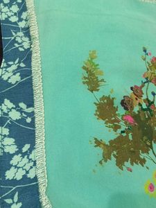 Floral Print Light Blue Saree