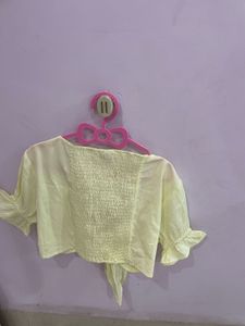 Yellow Tie-Back Crop Top