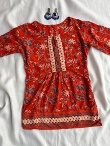 Floral Print Short Kurti
