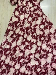 Burgundy Floral Lace Dress