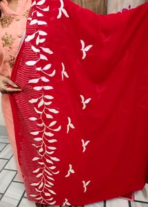 Cherry Red Sequence Work Saree