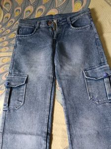 Blue Denim Cargo Pants