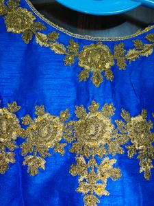 New Stylish Blue &amp; Orange Embroidered Lehenga Set