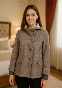 🇳🇿💫💗Cute Brown Buttoned Hooded Coat