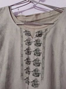 Floral Print Kurta Grey Cotton Georgette Duptta