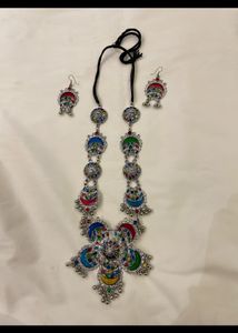 Oxidised Metal Long Necklace