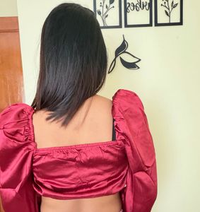 Chic Red Ruched Crop Top