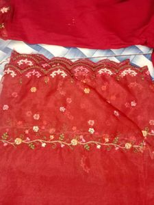 Red Embroidered Kurta Set