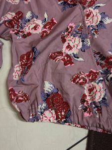 Floral Top With Ruffled Sleeves